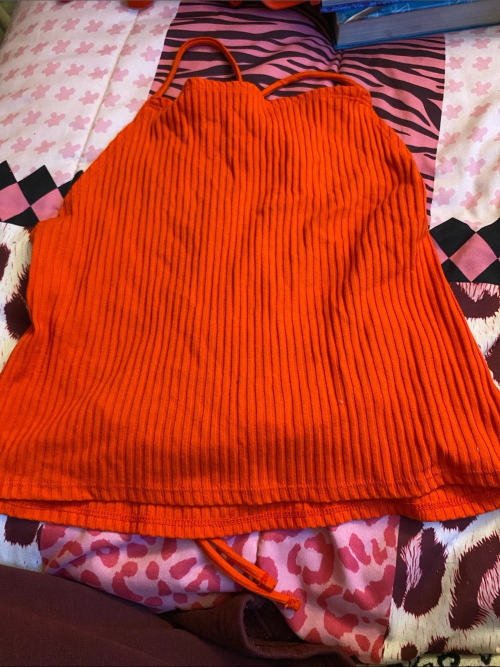 Ribbed Cami criss cross open back